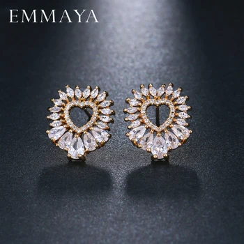 

EMMAYA New Prong Setting Earring AAA CZ Crystal Champagne Gold Color Stud Earrings Jewelry for Women Crystal Brincos