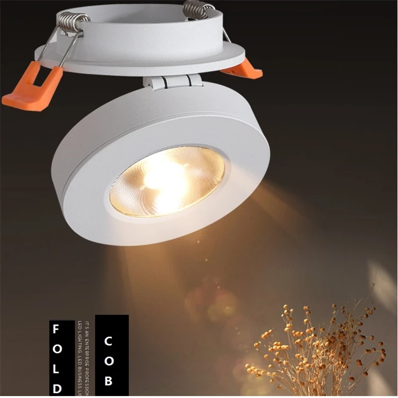 

85-265Vac input 3W-12W ultra slim LED embedded down lamp ,Foldable and 360 degree rotatable COB background ceiling spot light