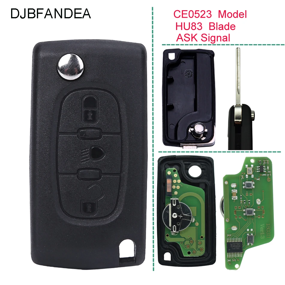 DJBFANDEA 3 кнопочный телефон для CITROEN Berlingo C5 C4 C3 C2 Picasso Автомобильный ключ|Ключ от авто|