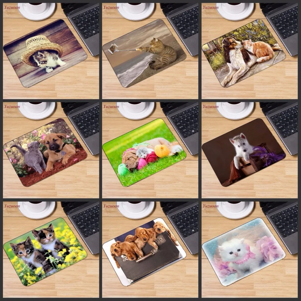 

Yuzuoan Cute Animal Cat and Dog Big promotion Russia Computer Gaming Mouse Pad Mousepads Decorate Your Desk Non-Skid Rubber Pad