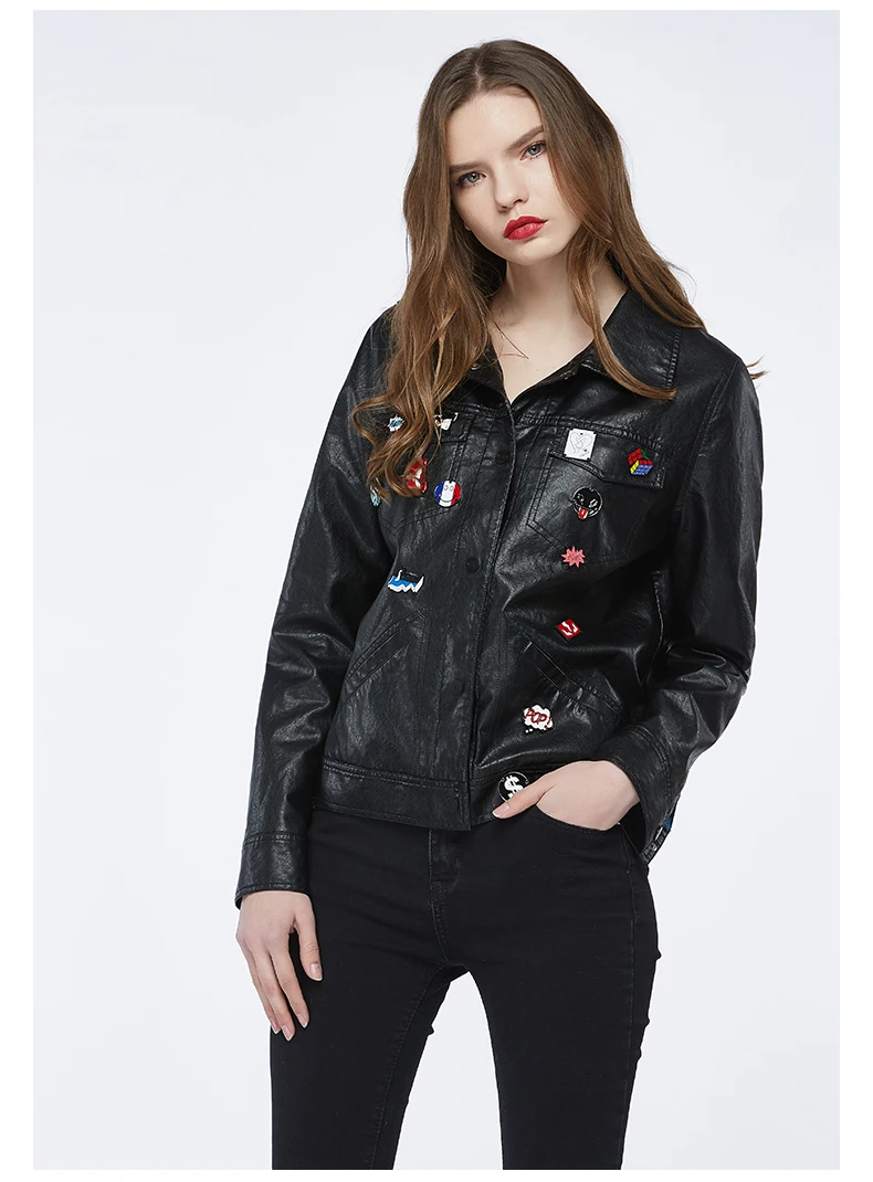 Veste De Marque Printemps 2017 Cuir Qualité Épaulette En Bonne Dames Nouveau Black Wj1009 Rue Perles Automne Mode Pu Base 4qtqIpv