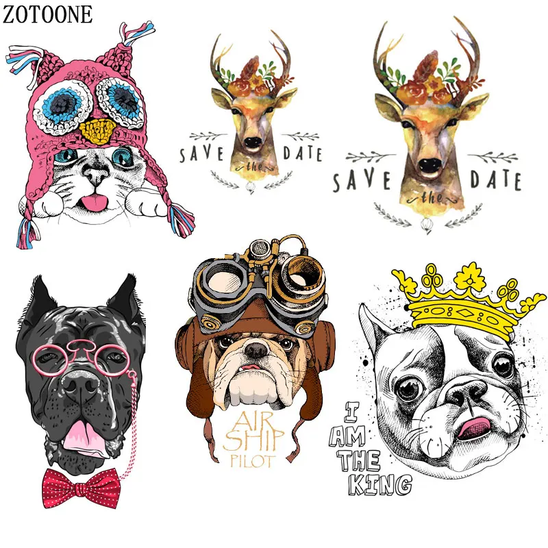 

ZOTOONE cartoon animalsPatches for Clothing T-shirt Dresses Bags DIY Decoration A-level Washable Stickers Heat Press Appliqued D