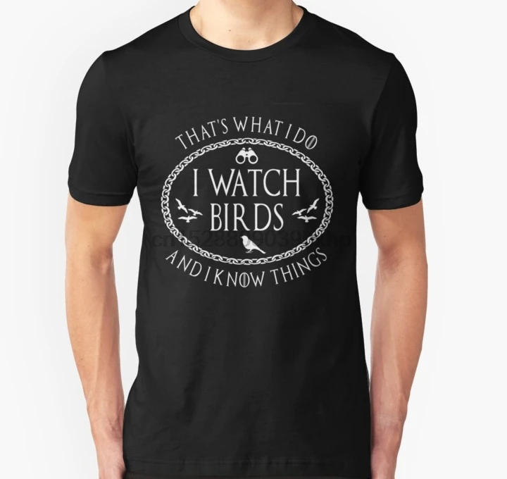 Мужская футболка с коротким рукавом надписью I Watch Birds And Know Things пародия Birdwatching