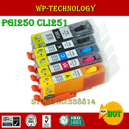 

5PK Full Ink Refill cartridge suit for PGI250 CLI251 ,suit for Canon PIXMA IP7220 MG5420 NX922 etc , With ARC chip