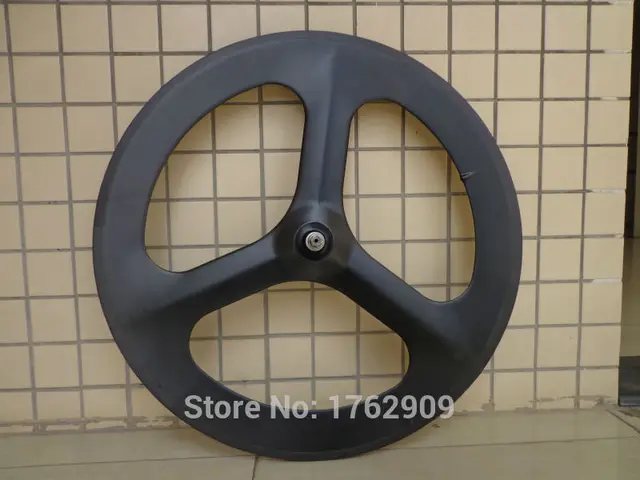 Best price at $230 Cheap New arrival 700C clincher rim Fixed Gear Track Road bicycle matt UD full carbon fibre 3 spokes bike wheelset with hubs Free ship