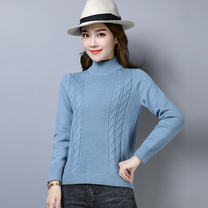 Best Price 3XL 4 Colors Brand Sweater Fall Winter Women Short Sweater New Solid Knit Turtleneck Sweater Bottoming Wild Pullover Female