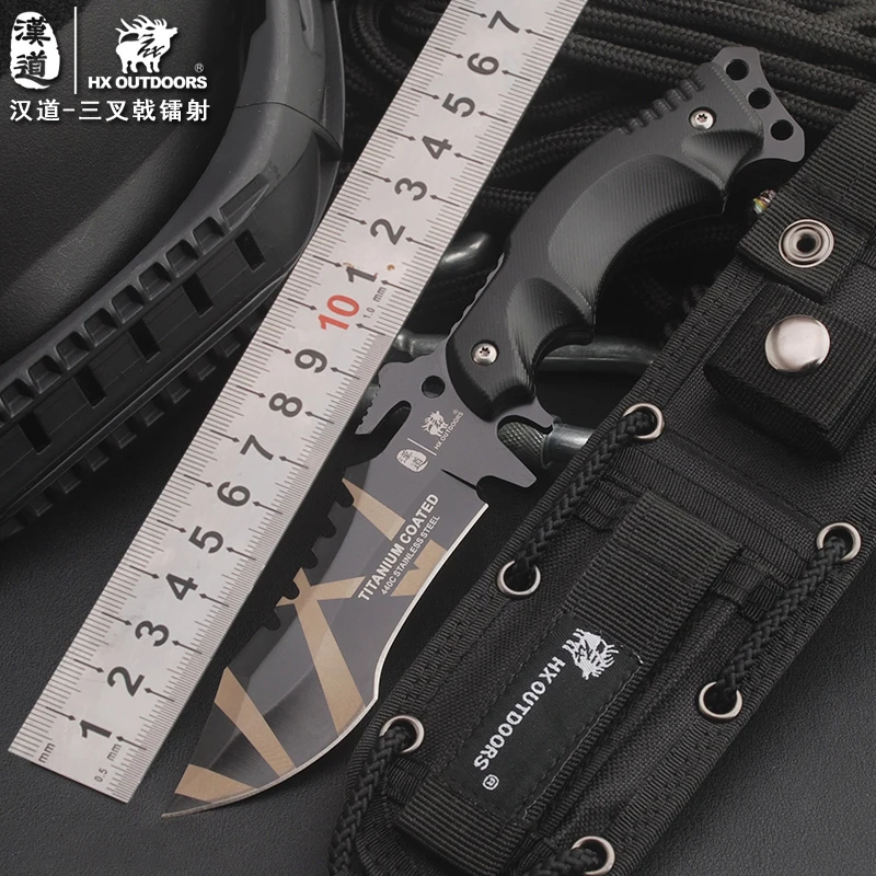 Дешевый HX открытый цвет полностью титановый лазерный цветной охотничий нож походные тактические ножи с фиксированным лезвием нож с оболочкой