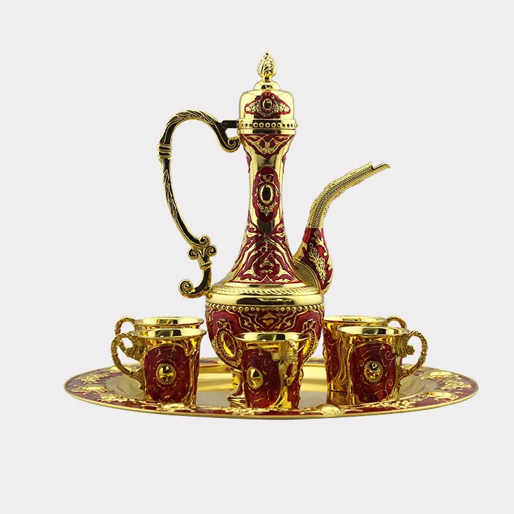 

Brass pot gin six sets of high-end gifts copper gilt goblet glass flagon living room decoration