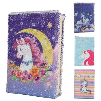

2019 Unicorn Planner Book Suit Color Reversible Sequin Notebook Hand-book Students' Supply Office Stationery Learning Gift