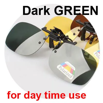 Поляризованные солнцезащитные очки клип для дня и ночи анти-УФ, для вождения верховой езды Рыбалка солнцезащитные очки зажимы для близоруких людей мужчин/женщин - Цвет: Dark Green