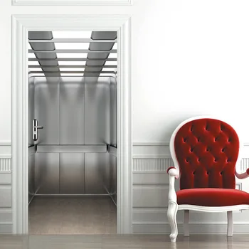

3d Door Sticker Mural Art Wallpaper Steel Elevator Pattern 2pcs Room Diy Wall Poster Stickers Home Gate Decor Paste Limited
