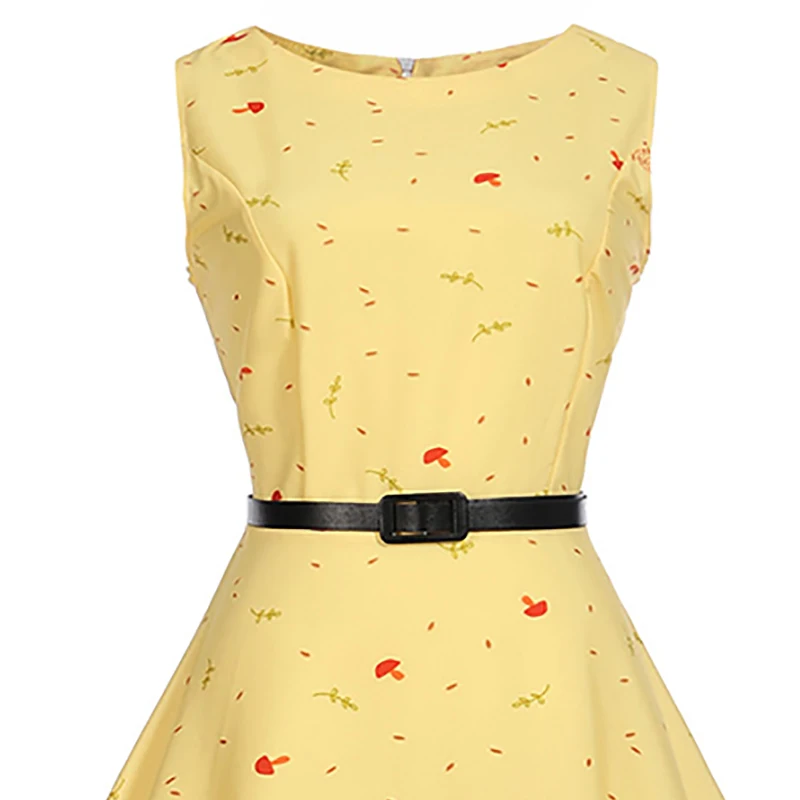 Kostlich 2018 Casual O-Neck Floral Print Dresses With Sashes Summer Hepburn Vintage Dress Women Big Swing Dress Plus Size  (7)