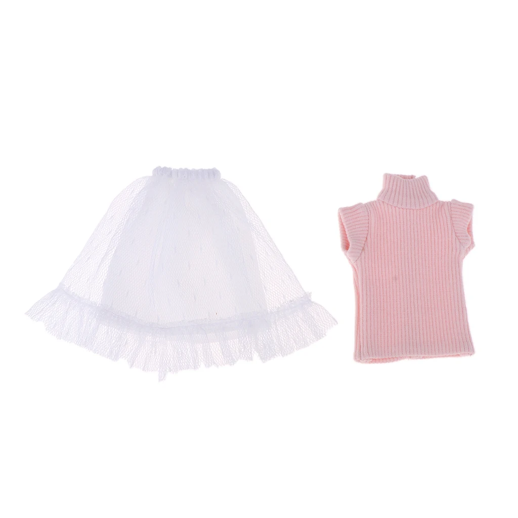 12inch Fashion Girl Dolls Clothes 1/6 Ball Jointed Doll Tops Half-length Skirt Party Outfits For Blythe Dolls Custom Accessory