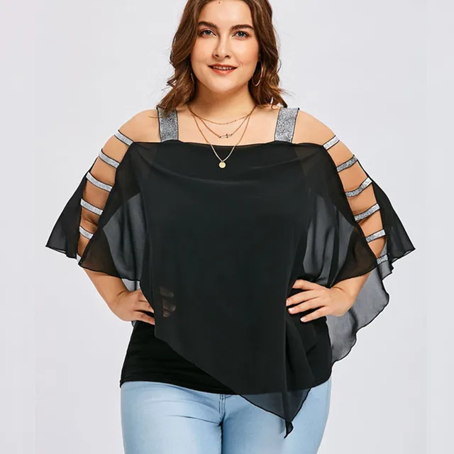 Trendy Summer Women off shoulder strap pullover Tops plus size Ladies