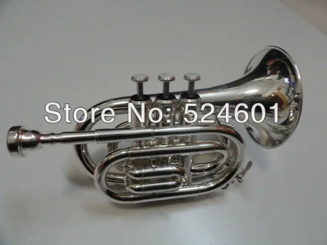 

The Pocket Trumpet Bb Trumpet High Quality Brass Tube Surface Silver Plated Professional Instrument Free Shipping 123mm