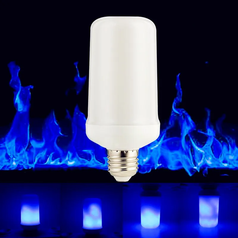 

E27 E26 E14 LED Creative Flame Effect Bulb 9W Blue Color 3 modes+Gravity Sensor Fire Flickering Emulation Decoration Light