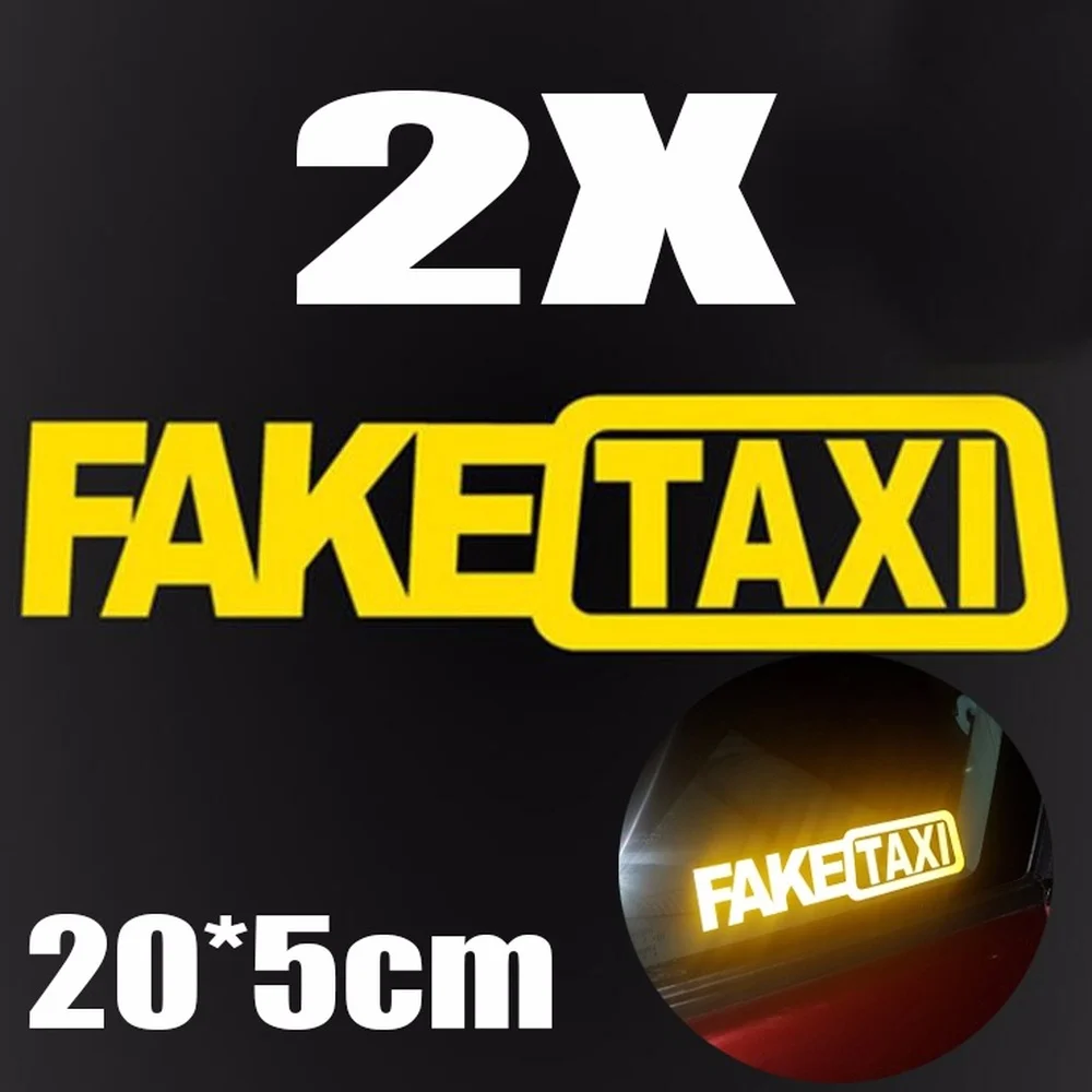 

2Pcs Funny FAKE TAXI JDM Reflective Sticker Waterproof Car Window Bumper Decoration Stickers