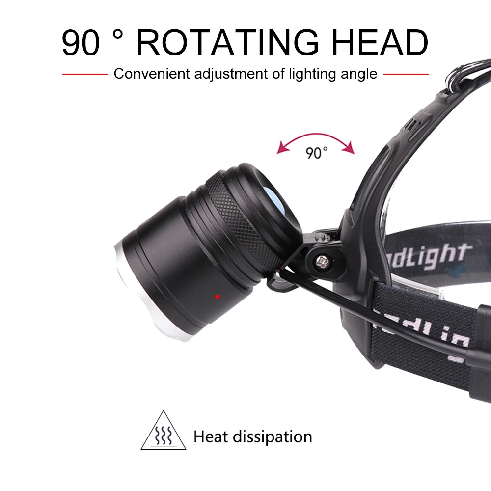 3000лм XHP70.2 светодиодный налобный фонарь 50 Вт чип XHP70 светодиодный налобный фонарь с зумом Головной фонарь Водонепроницаемый 3x18650