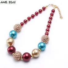 MHS.SUN Baby Kids Fashion Beads Necklace Child Charm Chunky Necklace Jewelry New Chunky Bubblegum Necklace Unisex Design 1Pcs