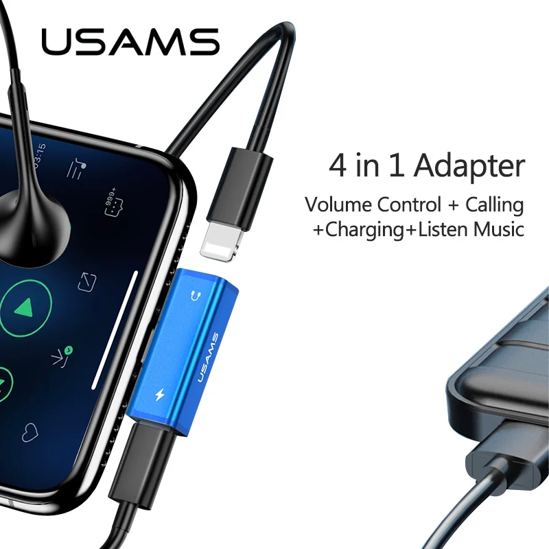 USAMS аудио Aux адаптер для Lightning сплиттер конвертер наушников разъем OTG кабель iPhone Xs