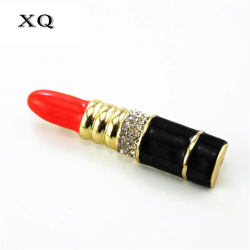 

Free shipping The new drop glaze enamel lipstick pectoral flower brooch The new unique popular banquet