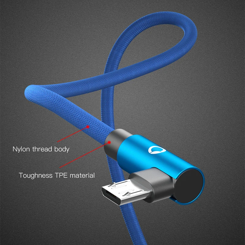 PZOZ 90 درجة كابل مايكرو USB سريع محول الشحن مايكرو USB للهاتف المحمول تهمة كابل Microusb البيانات لسامسونج هواوي Xiaomi