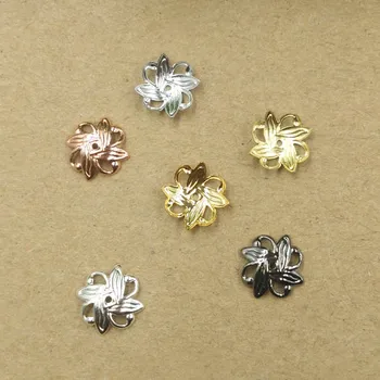 

2*10mm Filigree Flower Charms Spacer Beads Connectors Links Bu Yao Hair Sticks DIY Jewelry Accessories Findings Multi-color