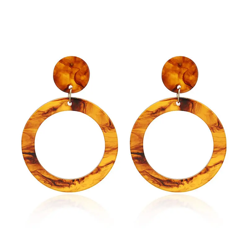 

Fashion Leopard Geometric Earrings Personality Acetate Exaggerated Round Acrylic Earrings Edition colour Jewelry For Women