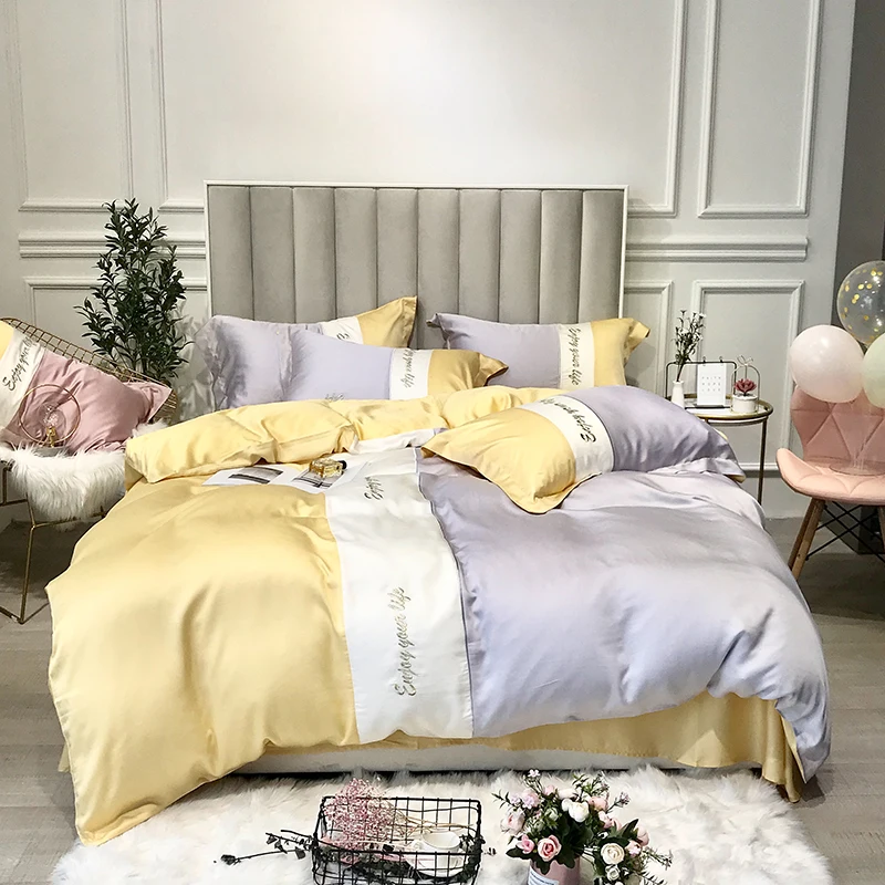 Super soft tencel Bedding Sets Bed Sheet Queen King size 4pcs Duvet