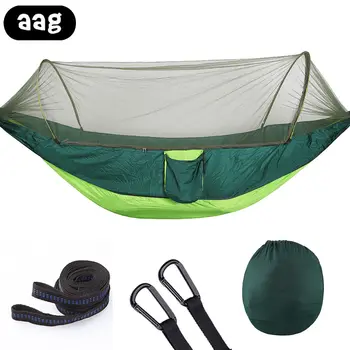 

foldable single Double Hammock Adult Outdoor Backpacking Travel Sleeping Bed Parachute Fabric Mosquito Net Tent Hammock