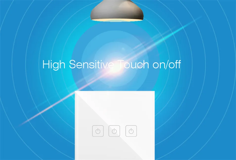 EU UK Type Eruiklink Touch Switch 1 Gang 2 Gang 3 Gang 1 Way,Crystal Glass Switch Panel, Single FireWire Touch Sense Wall Switch-2