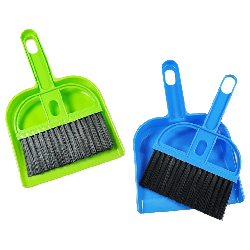 Plastic Mini Desktop Sweep Cleaning Brush Computer Keyboard Small Broom Dustpan Set Random Color - Color: random color