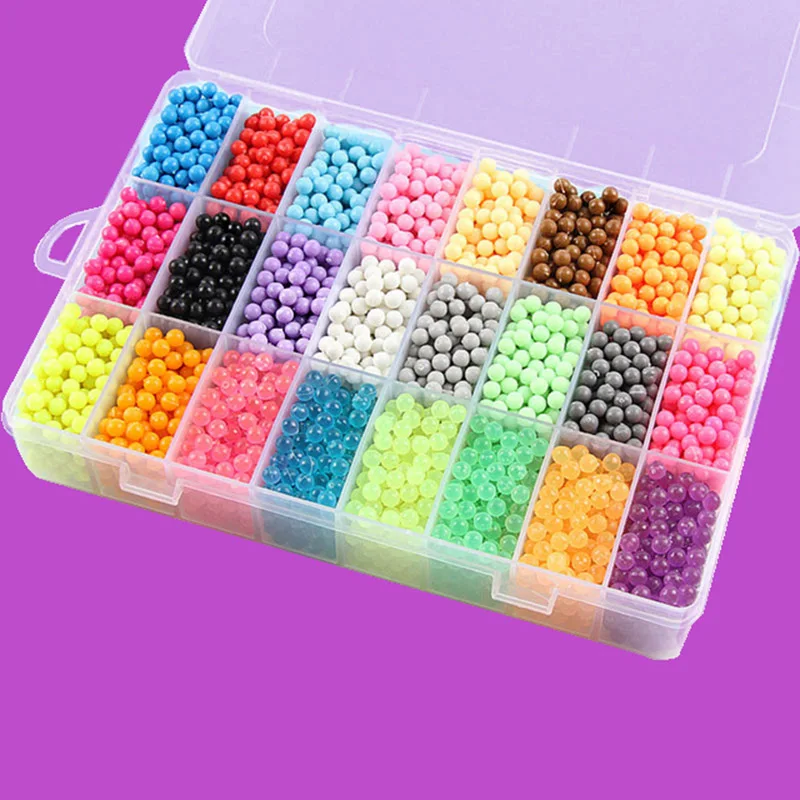 6000pcs 24 colors Refill Beads puzzle Crystal DIY water spray beads set ball games 3D handmade magic toys for children 12