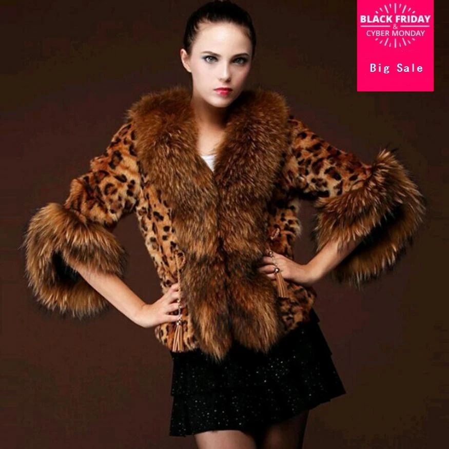 

S-3XL Faux Fox Fur Leopard coat Women Winter Thick Warm fox Fur Fashion Luxury Coat Fur Jacket Gilet Female wj1450 free shipping