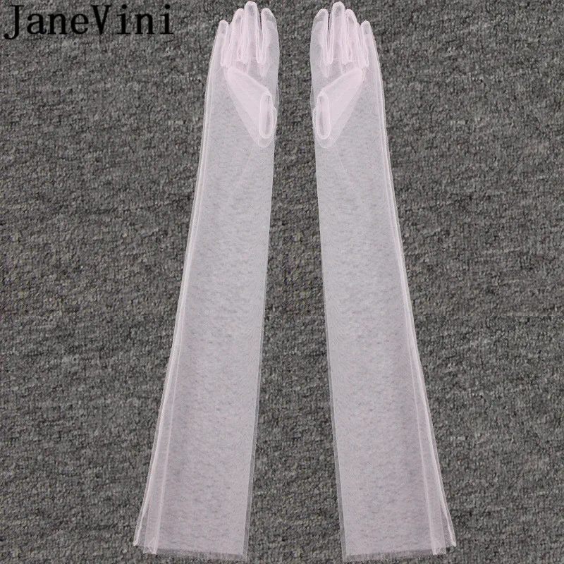 JaneVini, свадебные перчатки, длинные сексуальные свадебные перчатки из прозрачного тюля, самодельные женские Вечерние перчатки длиной до локтя, разноцветные перчатки, аксессуары