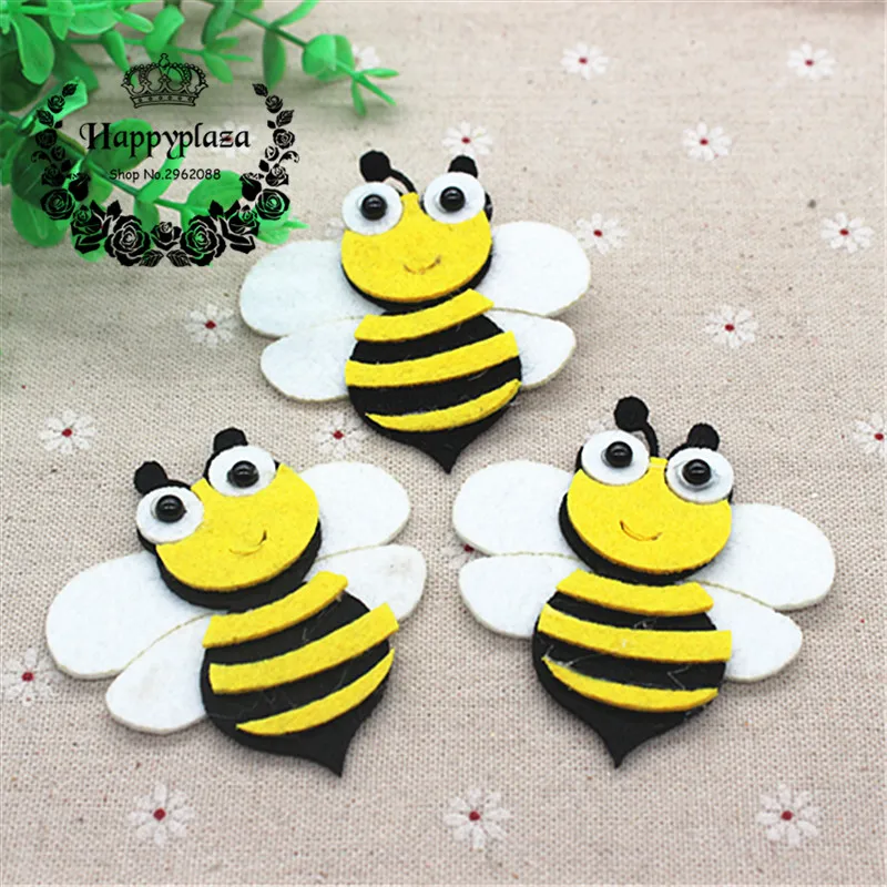 

5pcs Lovely Handmade Non-woven Fabric Cartoon Big Bee Applique Patches Felt Accessories DIY Craft Scrapbooking,65*70mm
