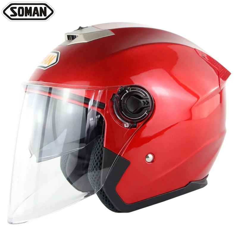 

Moto Bike Open Face Helmet Scooter Helmets Double Visors Motorcycle Helmet Chopper Vintage Casco DOT SOMAN SM517