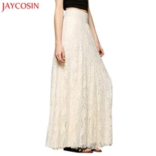 JAYCOSIN Женская юбка с эластичной резинкой на талии, кружевной двухслойный гофрированый длинный макси пляжный юбка z0814