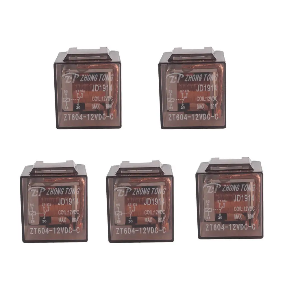 5 X Car Auto Vehicle 12V 12 Volt 80A 80 AMP Transparent SPDT Relay 5Pin 5P