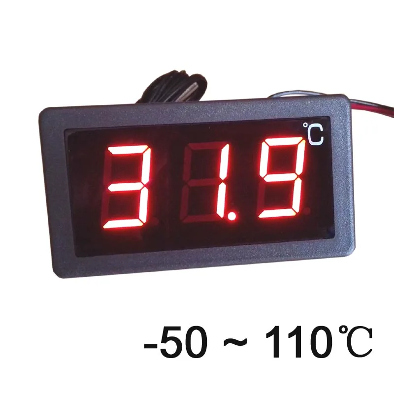 

-50-110 Celsius degree digital thermometer large screen LED display thermostat 12V power