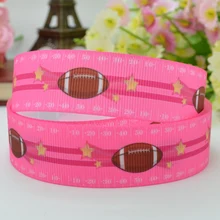 DUWES 7/" 22 мм спортивный регби, футбол розовый напечатанный grosgrain лента hai rbow DIY ручной работы OEM 50YD