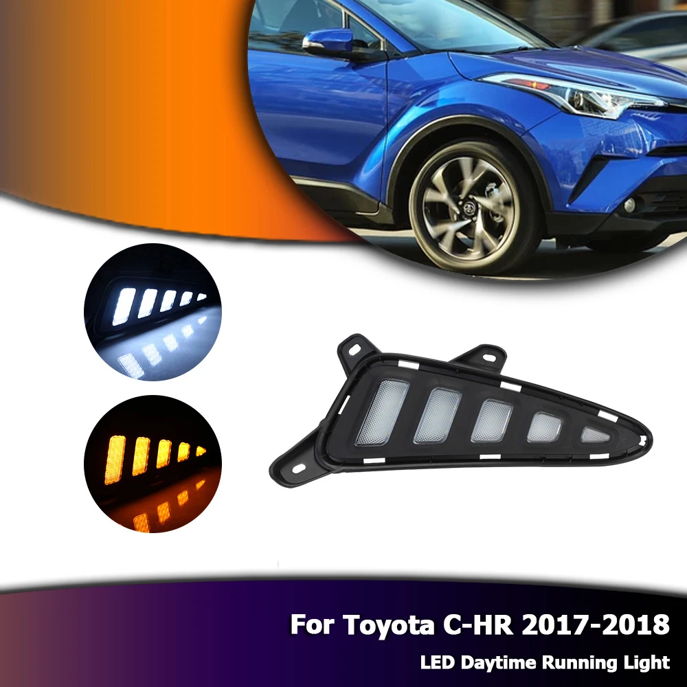 

For Toyota C-HR CHR 2017-2018 White Daylights DRL Daytime Running Lights Yellow Turn Signal Lamp D35