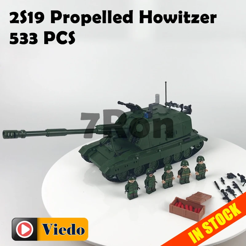 

8102 533pcs Compatible with Lego blocks military Figure 2S19 howitzer battle tank Model building toys hobbies bricks for childre