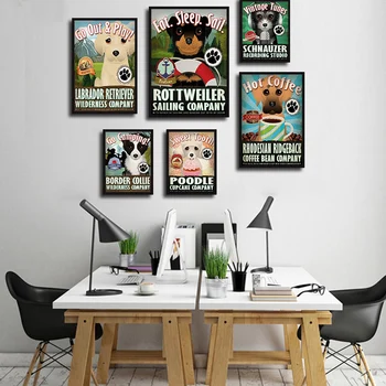 

Nordic Style Pictures Dog Animals sweet tooth and drink hot coffee Decor Living Room Decoration Art Kids Room Decor pug Pets
