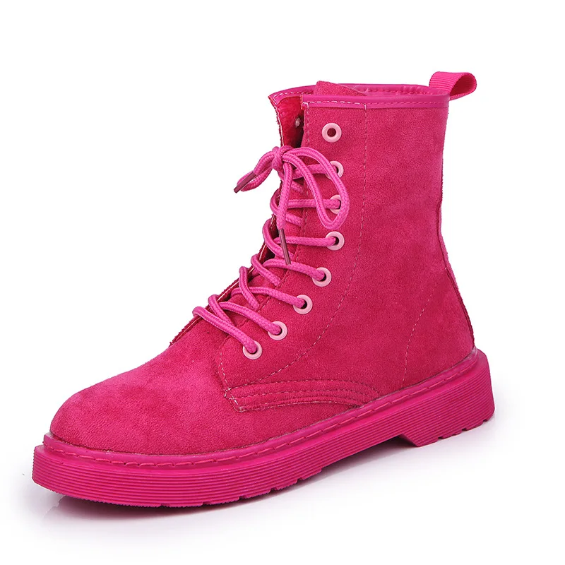 

Fashion Pink Ankle Boots For Women Wedge Martin Boots Increasing Platform Female Shoes 2018 Punk Style Suede Leather Lace Up