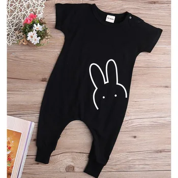 

New Born Baby Clothes Rabbit Head Stitch Toddler Black Romper Baby Jumpsuit Baby Onesie Play Suit Cute Infant Clothing Costume