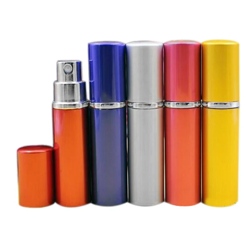 

5ml 10ml Perfume Bottle Aluminium Anodized Compact Atomiser Perfume Aftershave Atomizer fragrance glass scent-bottle Mixed color