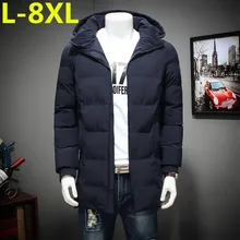 Высокое качество 8XL7XL Зимние новые парки для куртки с капюшоном Брендовые повседневные мужские теплые пальто размера плюс с хлопковой подкладкой