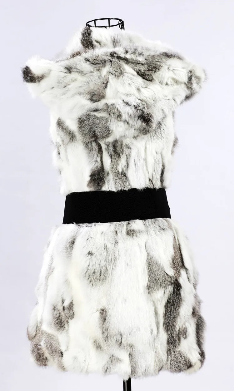Harppihop осенний женский жилет из натурального кроличьего меха с капюшоном, зимний женский меховой жилет, верхняя одежда, пальто