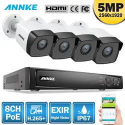 ANNKE 8CH HD 4 K POE, сетевые видео безопасности Системы 8MP H.265 NVR с 4X5 Мп 30 м EXIR ночного видения, водонепроницаемая WI-FI IP Камера